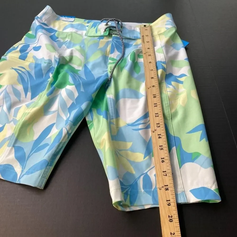 Columbia Sportswear Men's Sz S Swim Trunks  Blue/Green Floral  Regular Fit New‎
